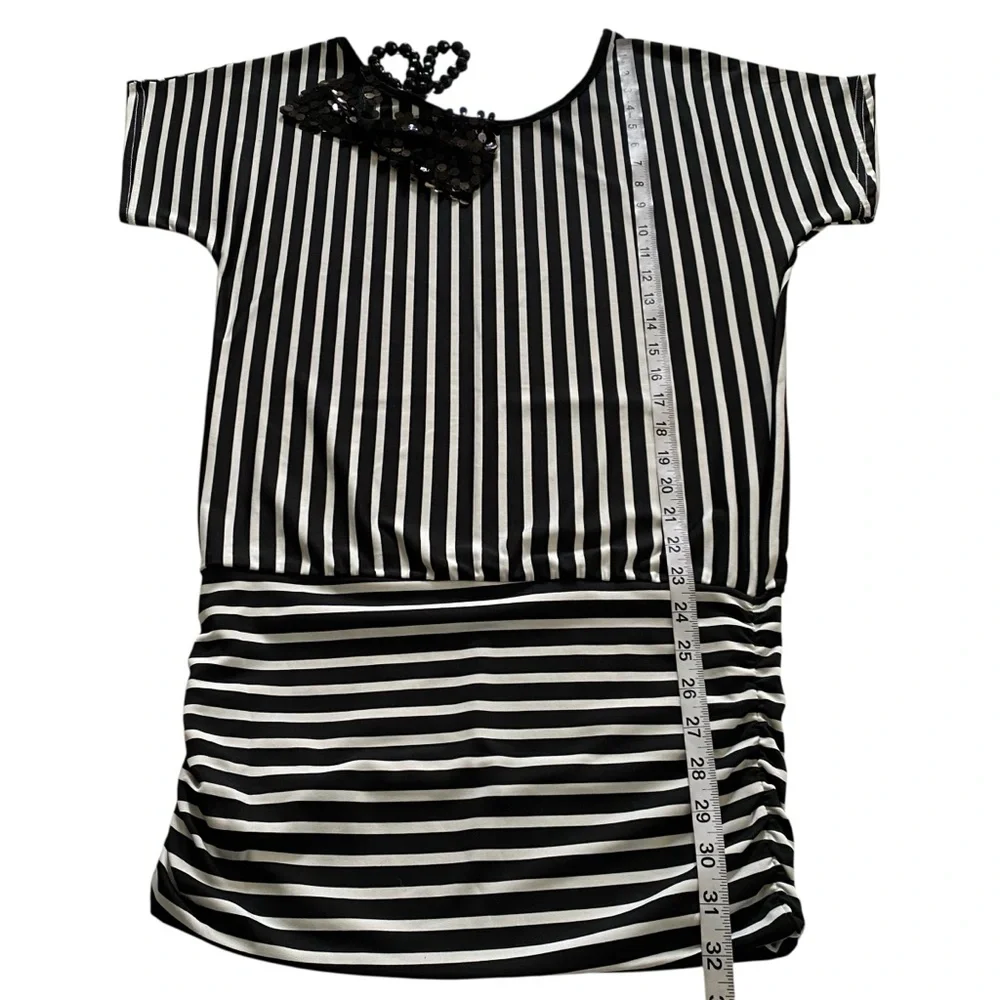 Boutique Women’s Stripes One Shoulder Ribbon Sequin Beaded Striped Sexy Dress S